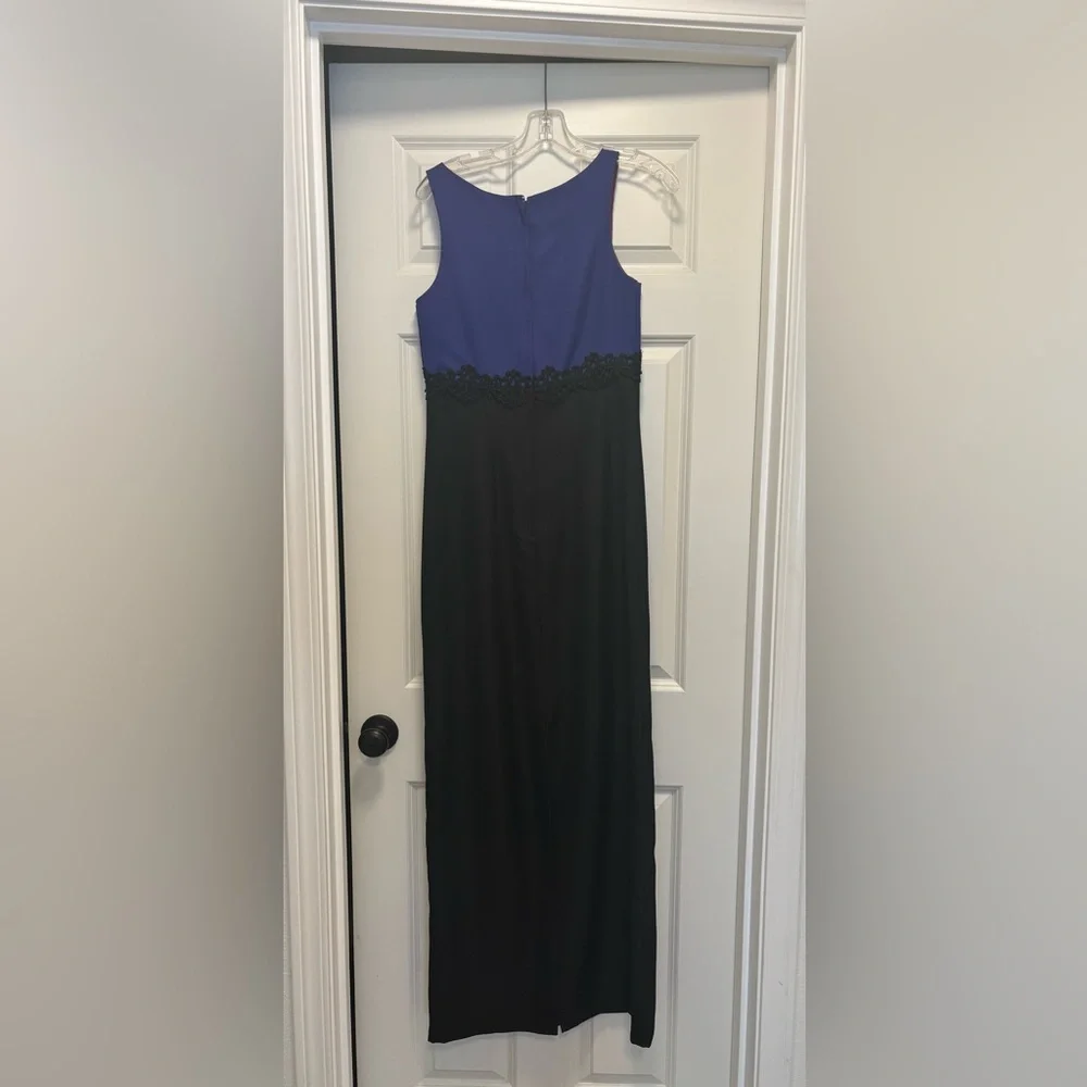 Vintage Blue Black Sleeveless Formal Maxi Gown Dress Size 10 - Picture 2 of 5